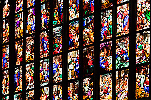 彩色玻璃,米兰,大教堂,省,伦巴底,意大利