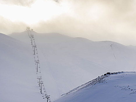 缆车,滑雪胜地,冰岛,欧洲