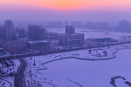 油城大庆冬季城市风光美