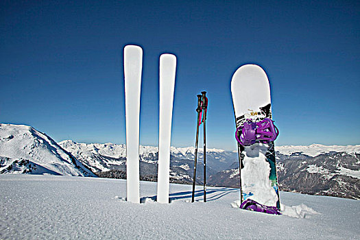 滑雪,滑雪板,困住,雪地