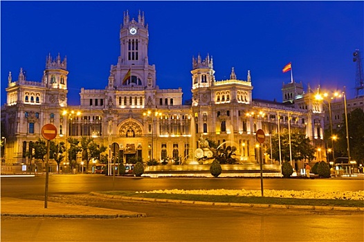 西贝列斯广场,夜晚,马德里,西班牙