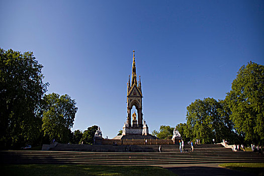 阿尔伯特亲王纪念碑,黄金,雕塑,靠近,皇家,伦敦,英国,欧洲