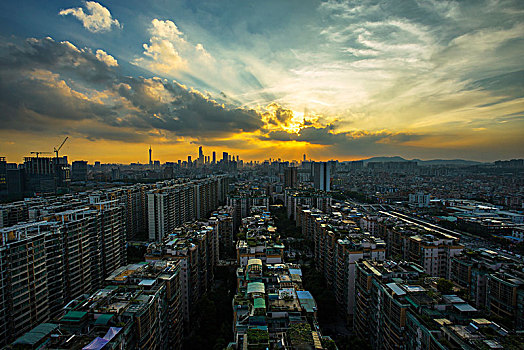 广州晚霞夜景