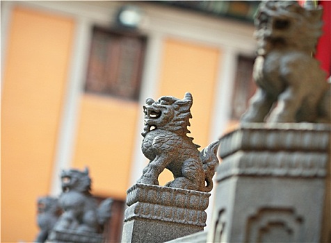 狮子,雕塑,中国寺庙,香港