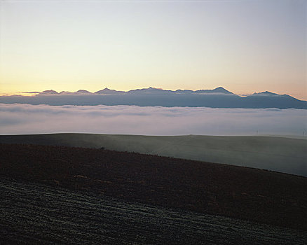 山,晨雾,山脉