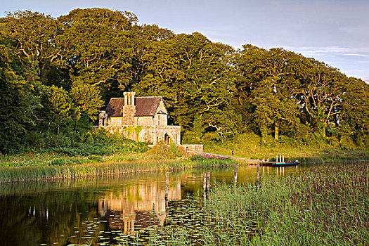 城堡,船库,湖,北爱尔兰,英国