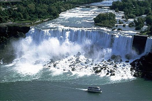 尼亚加拉瀑布,船,河,悬崖,安大略省,加拿大,美国,北美