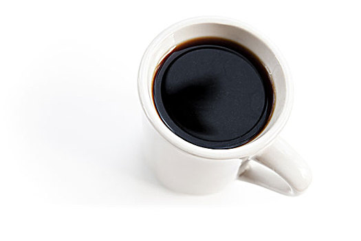 白色,杯子,满,黑咖啡,站立,桌子,软,影子