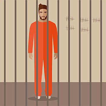 囚犯在牢房的简笔画图片