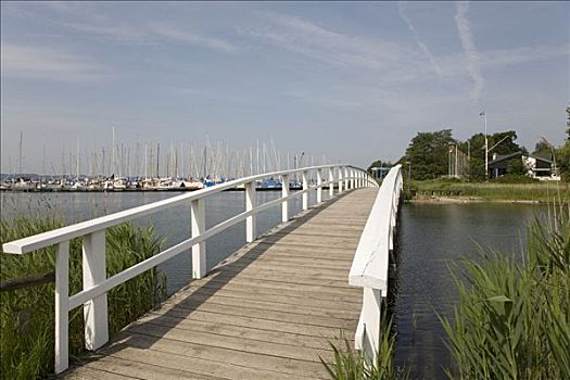 木桥,帆船,港口,波罗的海,石荷州,德国,欧洲