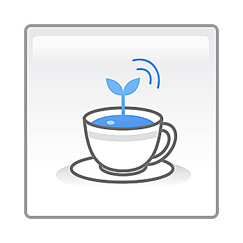 插画,植物,茶杯