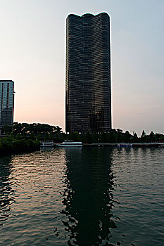 摩天大楼,水岸,湖,塔,芝加哥,库克县,伊利诺斯,美国
