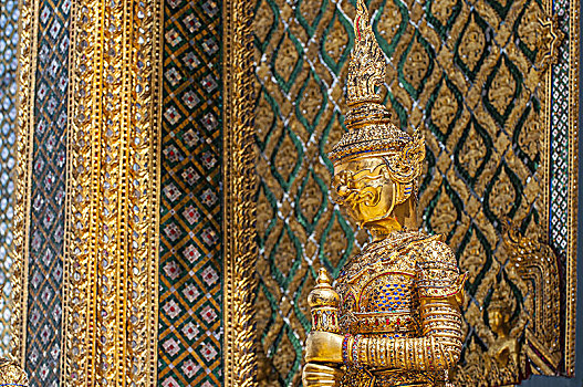 神兽,雕塑,保护,图书馆,建筑,地面,大皇宫,曼谷,泰国