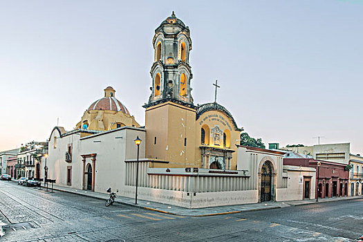 墨西哥,瓦哈卡,卡门,教堂,黎明,大幅,尺寸