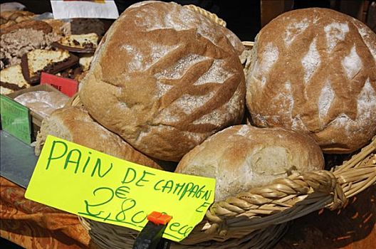 农夫面包,市场,法国,欧洲