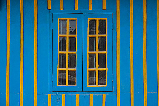 黄色,蓝色,窗户,乡村,缅甸