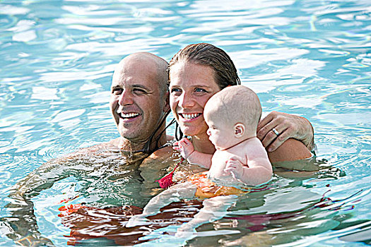 家庭,婴儿,游泳池