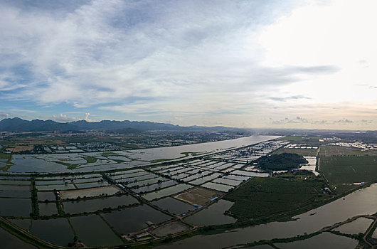 广东惠州仲恺高新区潼湖湿地全景航拍风光