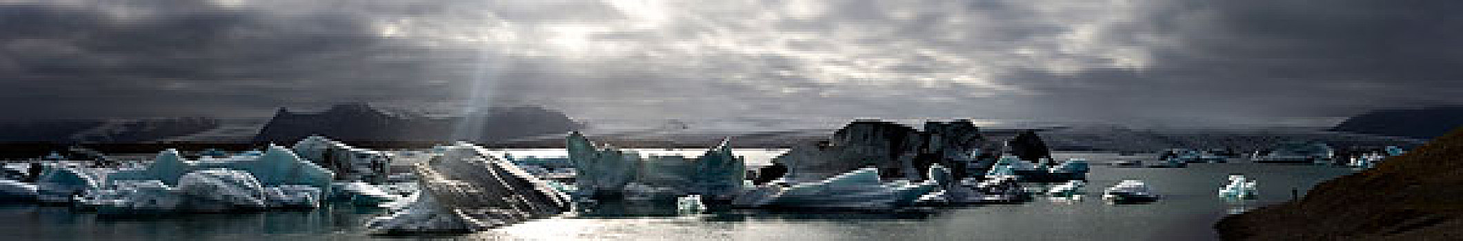 冰河,泻湖,杰古沙龙湖,正面,瓦特纳冰川,全景,西南海岸,冰岛,欧洲