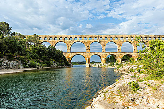 加尔桥,罗马水道,朗格多克-鲁西永大区,区域,世界遗产,法国,欧洲
