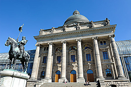 骑马,雕塑,巴伐利亚,大臣,宫廷花园,花园,慕尼黑,德国,欧洲