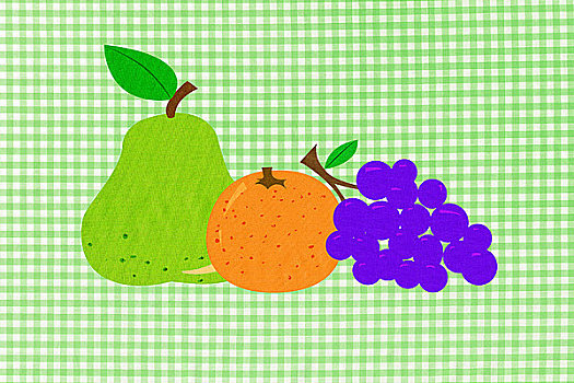 水果,绿色,格子布,背景