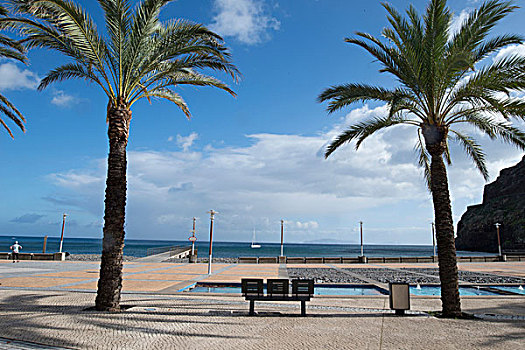 海边,喷泉,城镇,马德拉岛,葡萄牙