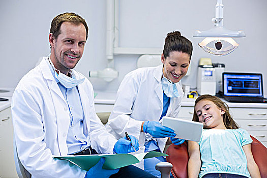 牙医,展示,数码,药片,孩子,病人,牙科诊所