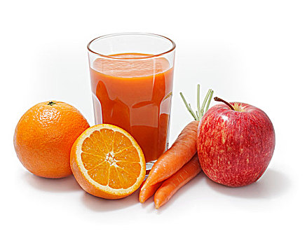 多维生素果汁,围绕,橘子,苹果,胡萝卜