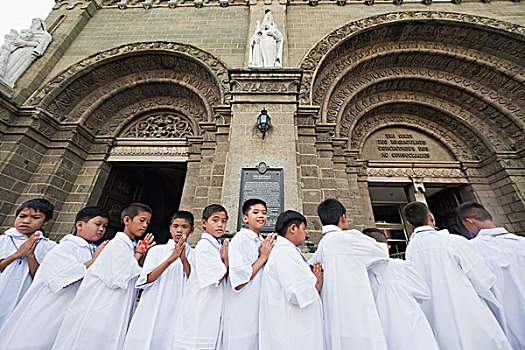 菲律宾,马尼拉,大教堂,孩子,第一
