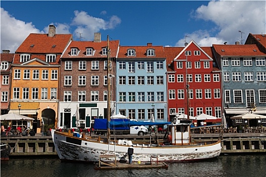 新港,哥本哈根,丹麦,一个,流行,旅游