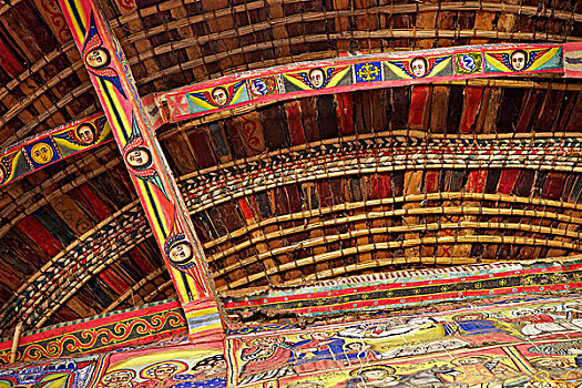 天花板,壁画,室内,16世纪,基督教,寺院,教堂,湖,埃塞俄比亚