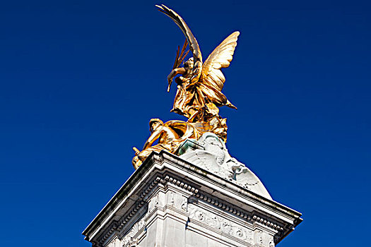 英格兰,伦敦,白金汉宫,镀金,青铜,雕塑,胜利,维多利亚皇后,纪念,户外