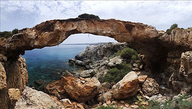 天然石桥,岬角,塞浦路斯,欧洲