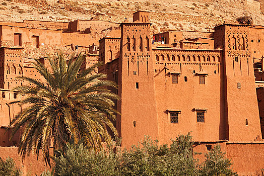 要塞,艾本哈杜古城,世界遗产,阿特拉斯山脉,靠近,瓦尔扎扎特,摩洛哥,非洲