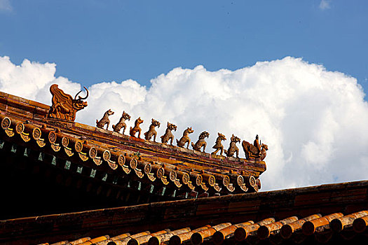 北京故宫房顶上的琉璃瓦
