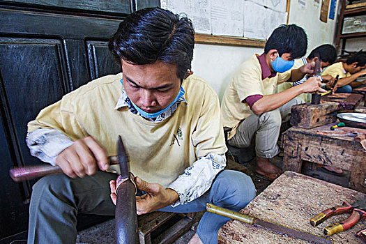 柬埔寨,收获,工匠,吴哥,工作间,金属,工作,制作,手镯
