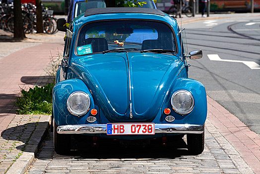 旧式,蓝色,大众汽车,德国,欧洲
