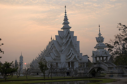 白色,庙宇,寺院,清莱,泰国