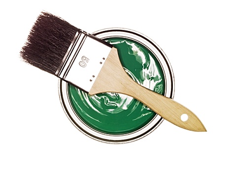 绿色,油漆桶,漆刷