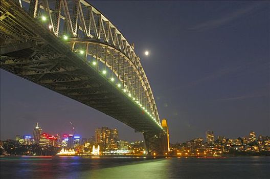 海港大桥,夜晚,悉尼,新南威尔士,澳大利亚