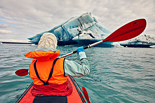 皮划艇手,冰河,泻湖