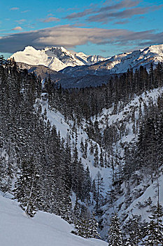 山谷,雪,深,冬天,提洛尔,奥地利,风景,山脉,日落,流行,远足,攀登,滑雪,目的地