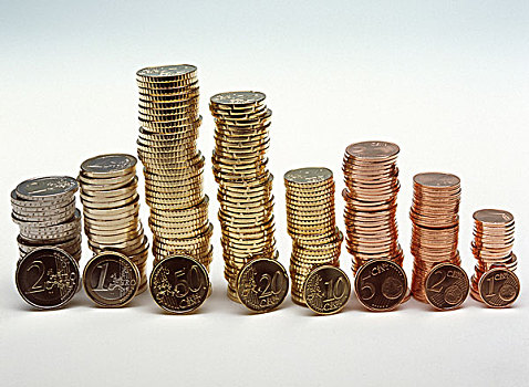 堆积,欧元,分币,欧洲货币,硬币