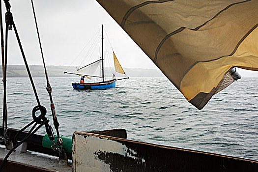 传统,牡蛎,捕鱼,帆船,河,海湾