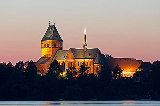 晚间,风景,大教堂,石荷州,德国,欧洲