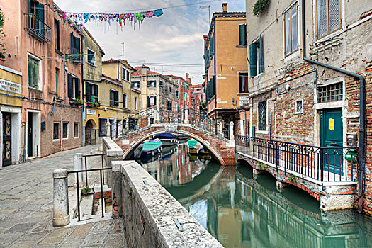 老,房子,运河,威尼斯,威尼托,意大利,欧洲