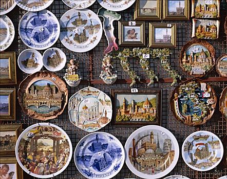 展示,纪念品,盘子,佛罗伦萨,托斯卡纳,意大利