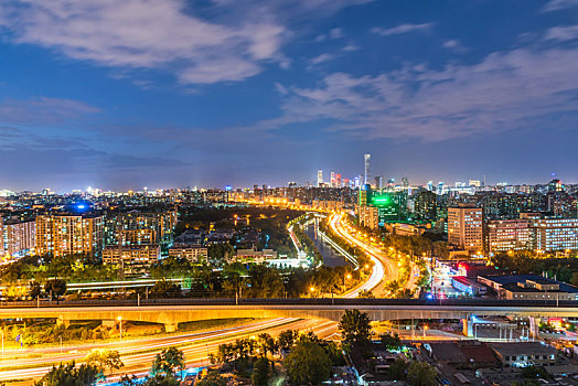 北京东二环城市建筑夜景