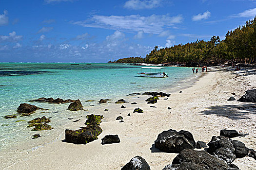 毛里求斯,东海岸,景色,海滩,蓝绿色海水